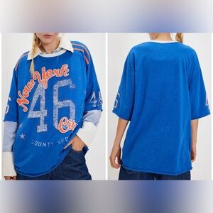 NWT Free People Sunday Market City Tee - NYC Blue New York City - XS
